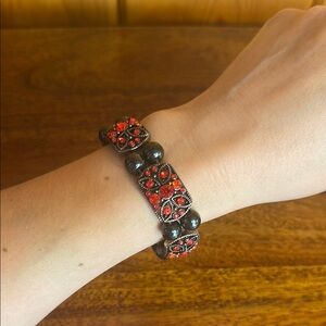 Bold Red and Black Stretch Bracelet